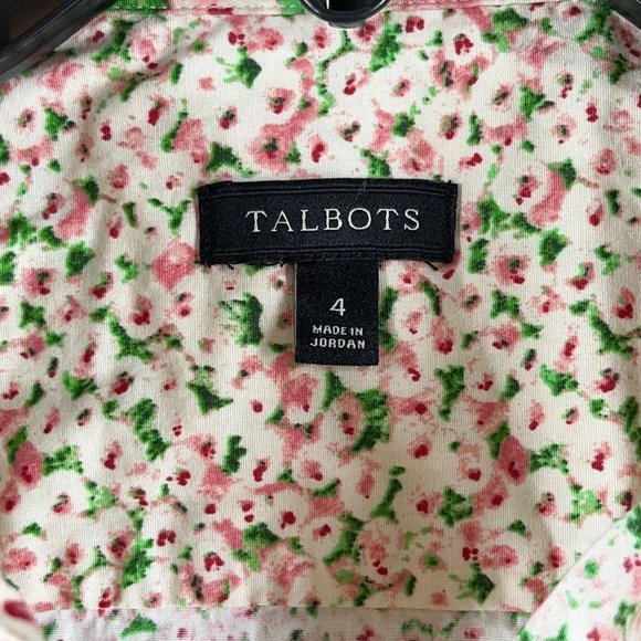 Talbots Floral Button Down Shirt - Cream and Pink - Picture 7 of 12